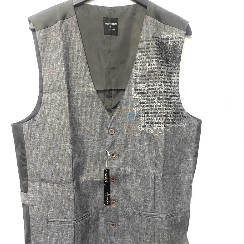 Straightfaded Vest With A Unique Hand-Printed Design .